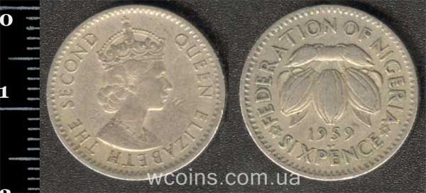 Coin Nigeria 6 pence 1959