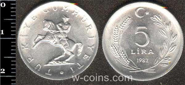 Монета Турція 5 лір 1982