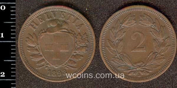 Coin Switzerland 2 centimes 1893