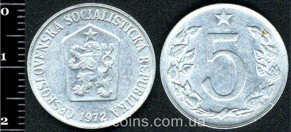 Монета Чехословаччина 5 геллерів 1972