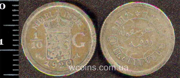 Монета Індонезія 1/10 гульдена 1920