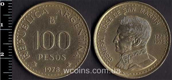 Монета Аргентина 100 песо 1978