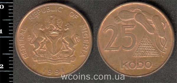 Монета Нігерія 25 кобо 1991