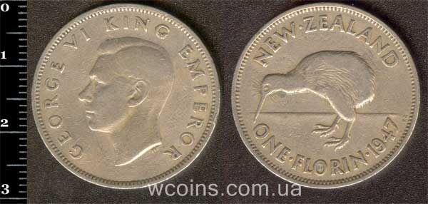 Coin New Zealand 1 florin 1947