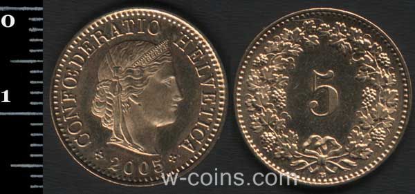 Монета Швейцарія 5 сантимів 2005