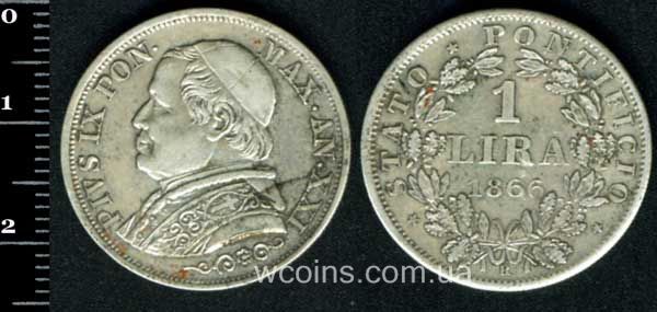 Монета Ватикан 1 ліра 1866