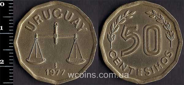 Монета Уругвай 50 сентесимо 1977