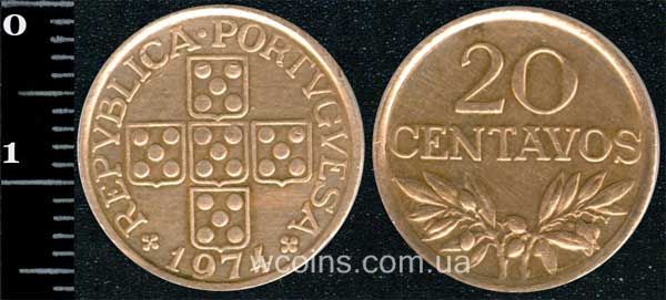 Монета Портуґалія 20 сентавос 1974