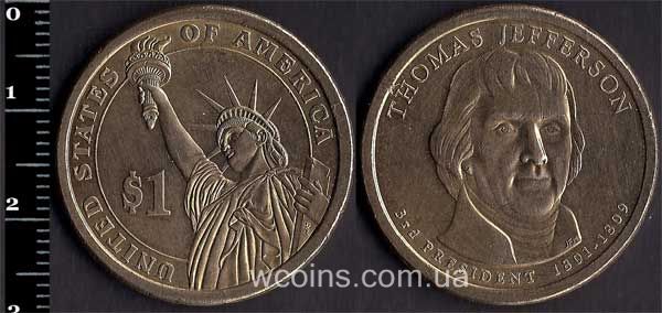 Coin USA 1 dollar 2007 Thomas Jefferson