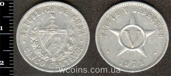 Монета Куба 5 сентаво 1971