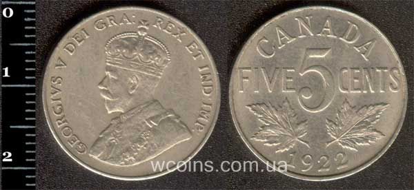 Монета Канада 5 центів 1922