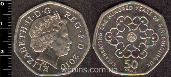 Монета Великобританія 50 пенсів 2010