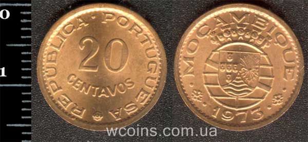 Монета Мозамбік 20 сентавос 1973