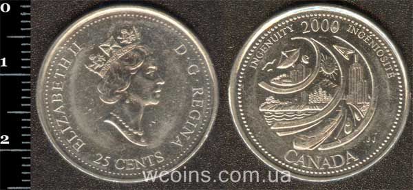 Монета Канада 25 центів 2000