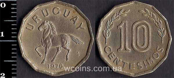 Монета Уругвай 10 сентесимо 1976