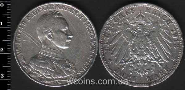 Монета Пруссія 3 марки 1913