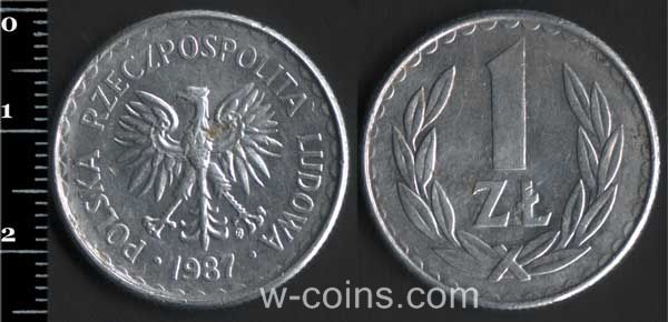 Монета Польща 1 злотий 1987