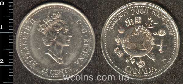Монета Канада 25 центів 2000