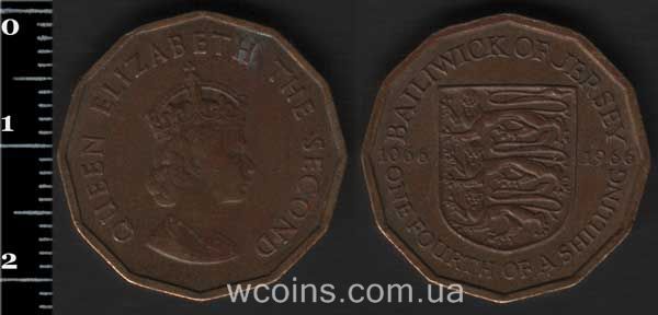 Монета Джерсі 1/4 шилінга 1966