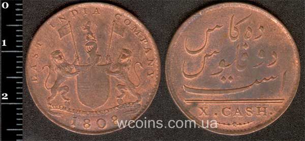 Монета Індія 10 кеш 1808