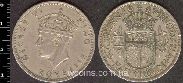 Монета Зімбабве 1/2 крони 1947