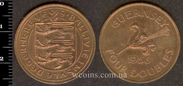 Монета Ґернсі 4 дублів 1956
