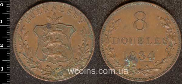 Монета Ґернсі 8 дублів 1834