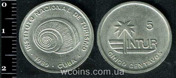 Монета Куба 5 сентаво 1989