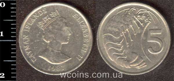 Монета Кайманові о-ви 5 центів 1987