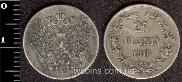 Монета Фінляндія 25 пенсів 1916