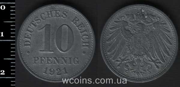 Монета Німеччина 10 пфенігів 1921