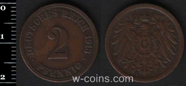 Монета Німеччина 2 пфенігів 1913