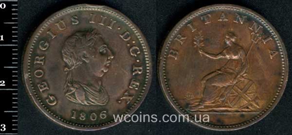 Монета Великобританія 1/2 пенні 1806