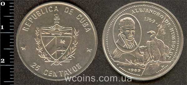 Монета Куба 25 сентаво 1989