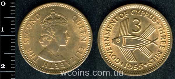 Coin Cyprus 3 mils 1955