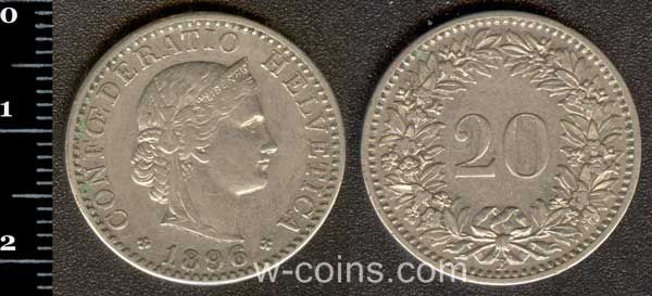 Монета Швейцарія 20 сантимів 1896