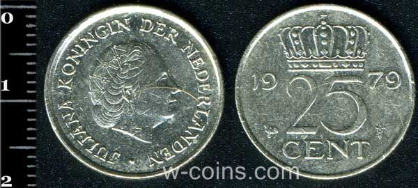 Монета Нідерланди 25 центів 1979
