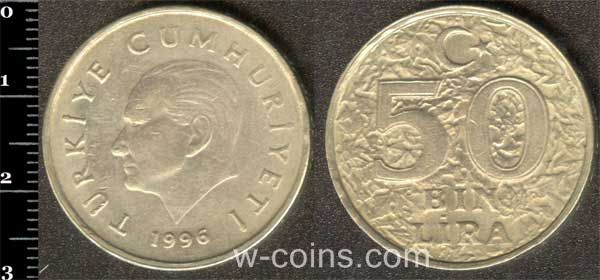 Coin Turkey 50 000 lira 1996
