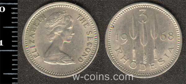 Монета Зімбабве 3 пенса 1968
