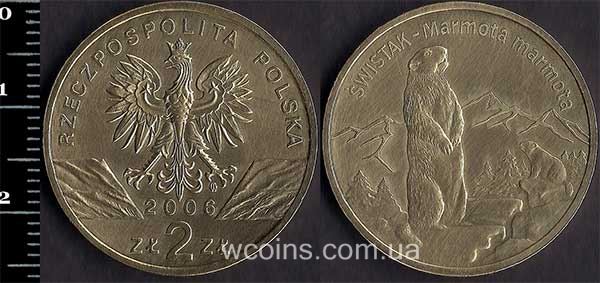 Coin Poland 2 zloty 2006 Alpine marmot