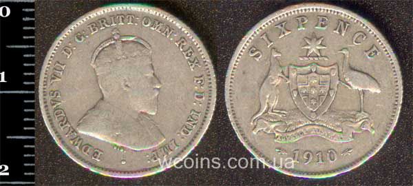 Монета Австралія 6 пенсів 1910