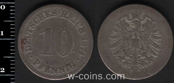 Монета Німеччина 10 пфенігів 1874