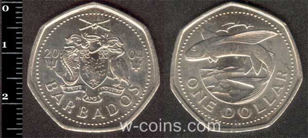 Монета Барбадос 1 долар 2004