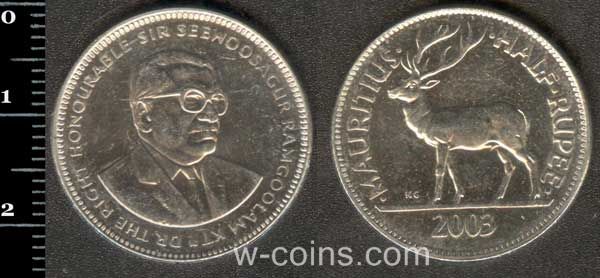 Монета Маврикій 0,5 рупій 2003