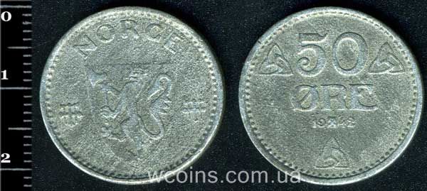 Монета Норвеґія 50 ере 1942