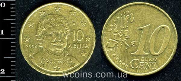 Монета Греція 10 центів 2004