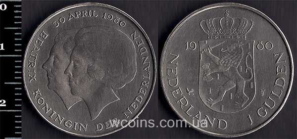 Монета Нідерланди 1 гульден 1980