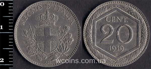 Монета Італія 20 чентезимо 1919