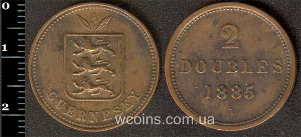 Монета Ґернсі 2 дубля 1885