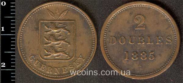 Монета Ґернсі 2 дубля 1885